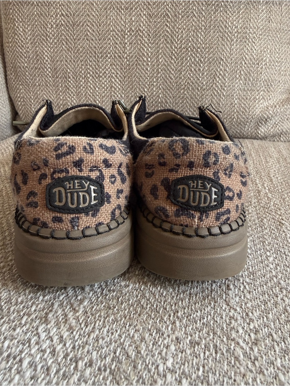 Hey Dude Kids Leopard Slip-On Shoes in Tan and Black